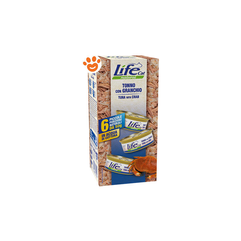 foto del prodotto life cat natural multibox tonno e granchio life cat natural multibox tonno e granchio confezione da 6x50 gr