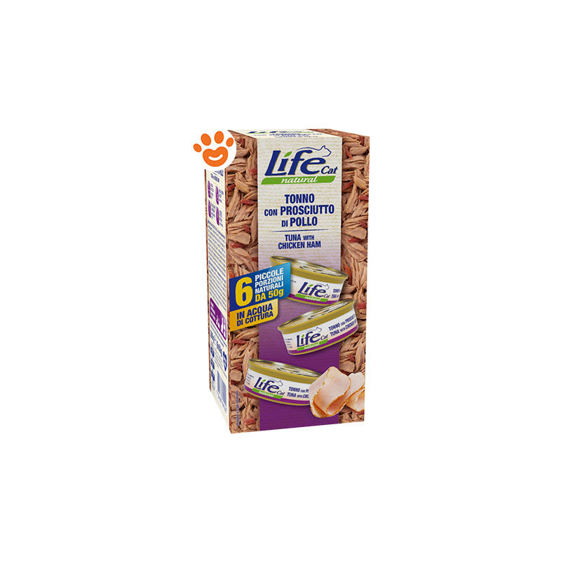 foto del prodotto life cat natural multibox tonno e prosciutto di pollo cat natural multibox tonno e prosciutto di pollo confezione da 6x50 gr