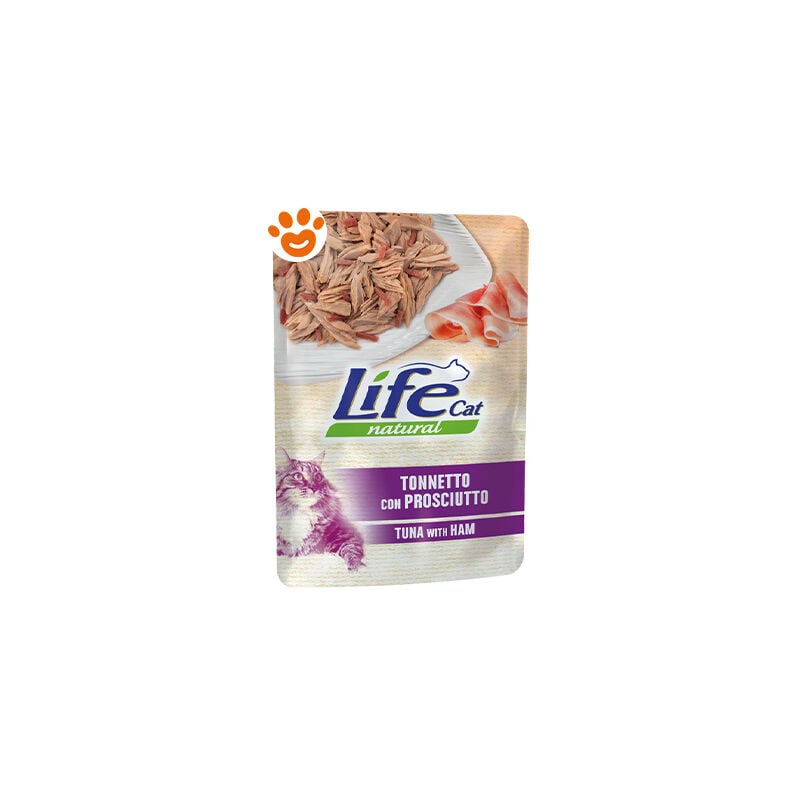 foto del prodotto life cat natural tonnetto con prosciutto cat natural tonnetto con prosciutto bustina da 70 gr