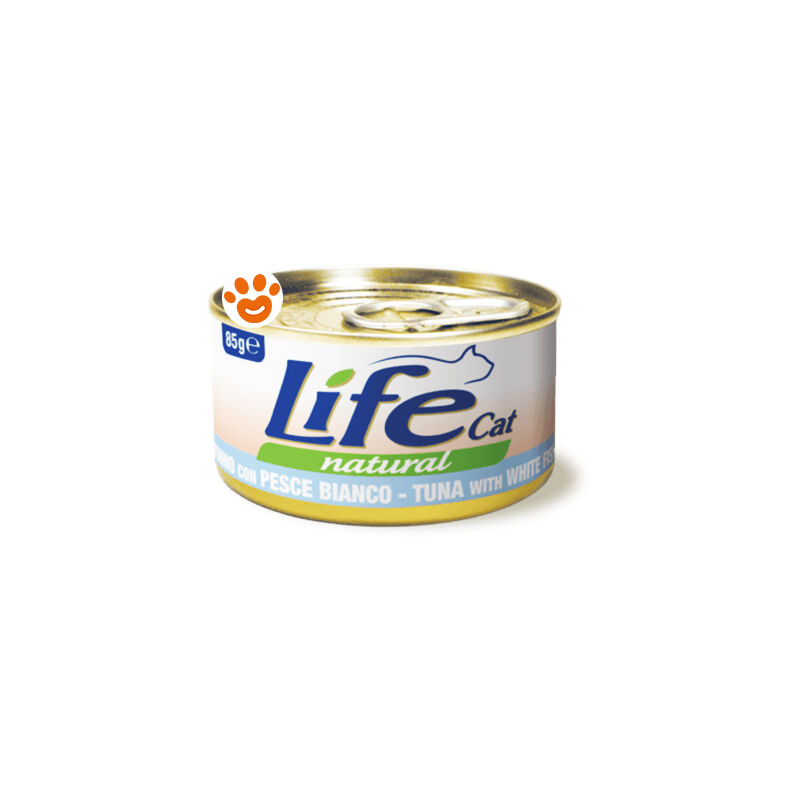 foto del prodotto life cat natural tonno con pesce bianco cat natural tonno con pesce bianco lattina da 85 gr