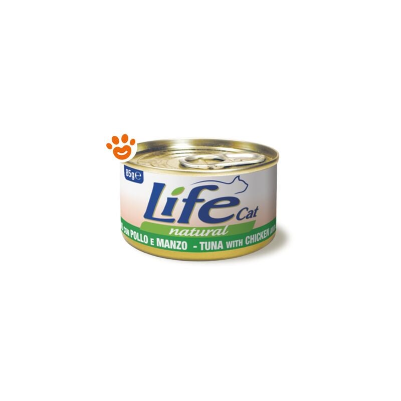 foto del prodotto life cat natural tonno con pollo e manzo cat natural tonno con pollo e manzo lattina da 85 gr