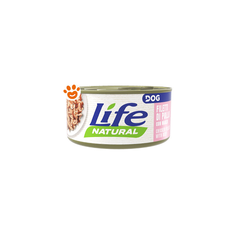 foto del prodotto life dog natural filetti di pollo con manzo life dog natural filetti di pollo con manzo lattina da 90 gr