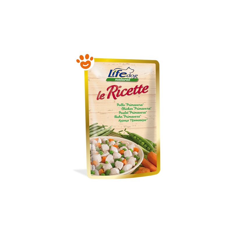 foto del prodotto life dog natural ""le ricette"" pollo ""primavera"" - life dog natural ""le ricette"" pollo ""primavera"" - bustina da 95 gr