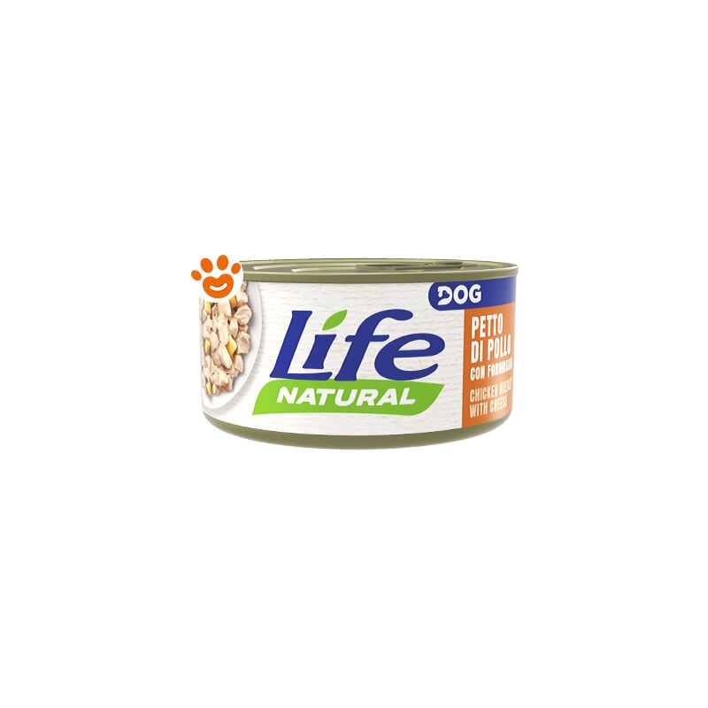 foto del prodotto life dog natural petto di pollo con formaggio dog natural petto di pollo con formaggio lattina da 90 gr