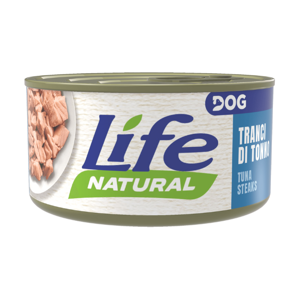foto del prodotto life dog naturale 90 gr - filetti di tonno bonito - confezione da 6 pezzi - cibo umido per cani - 1 ordine scegli lo sconto bzr5 bzr20 200 punti fedeltà