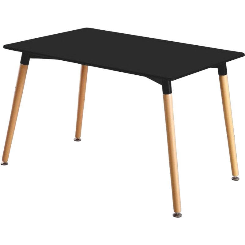 foto del prodotto life interiors halo single dining table for 4 or 6 people, solid wood legs and plastic top, nero black