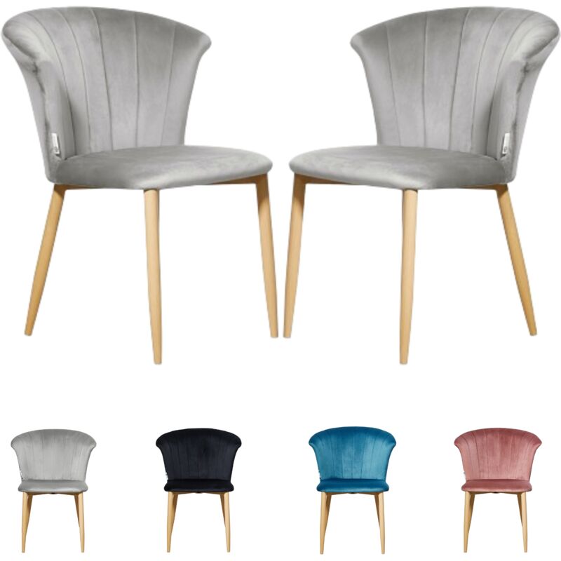 foto del prodotto life interiors set di 2 sedie da pranzo elsa velvet sedie da pranzo moderne imbottite con gambe in legno grigio