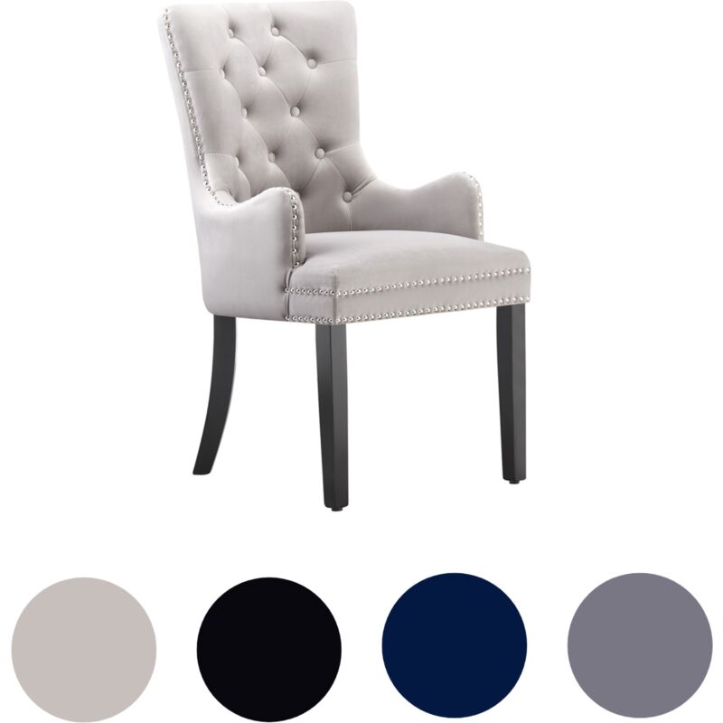 foto del prodotto life interiors singola sedia da pranzo windsor lux velvet imbottite con braccioli per sala da pranzo cucina grigio chiaro