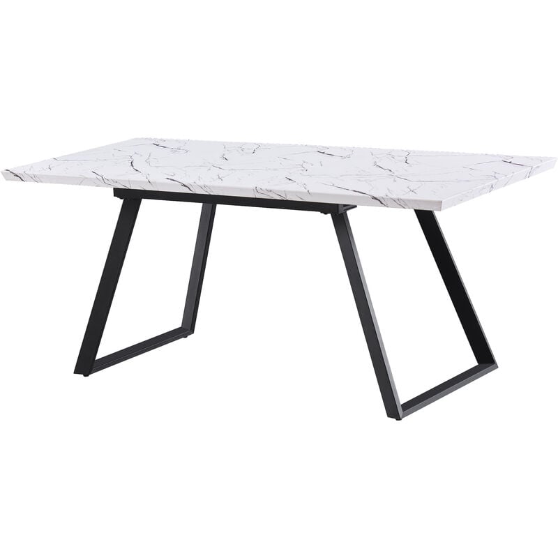 foto del prodotto life interiors toga single extendable dining table, solid metal legs and wooden top, bianco white