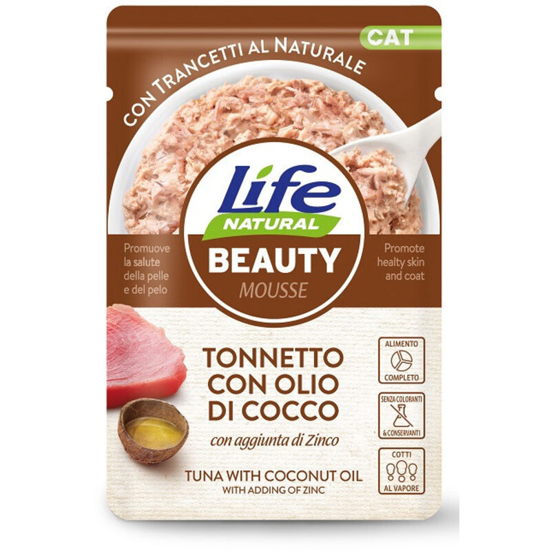 foto del prodotto life natural beauty mousse per gatti al tonnetto con olio di