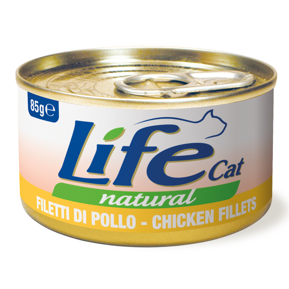 foto del prodotto lifecat natural adult umido gatto 6 x 85 g filetti di pollo