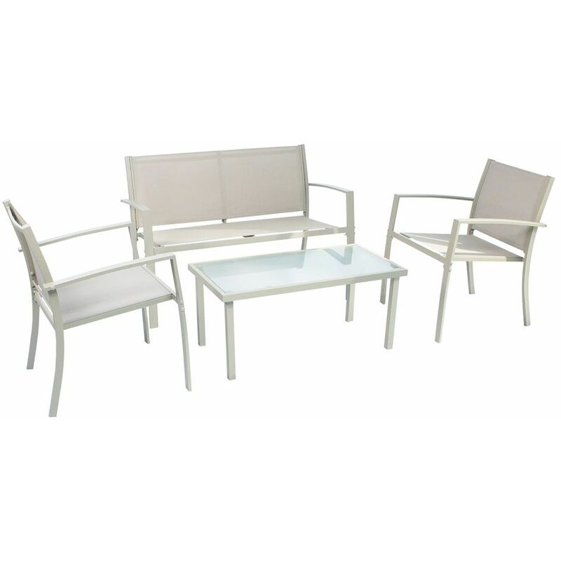 foto del prodotto lifeingarden set giardino in acciaio scarlino colore tortora salotto 3pz poltrone seduta textilene