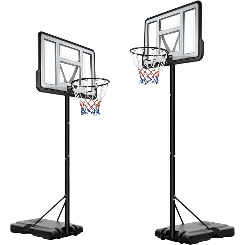 foto del prodotto liferun canestro da basket, trasportabile con ruote, regolabile in altezza, 230 304 cm, con supporto per bambini e adulti, supporto con acqua e