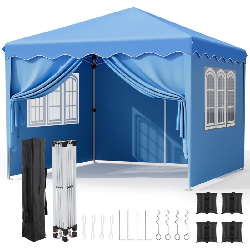foto del prodotto liferun gazebo 3x3m pieghevole impermeabile, gazebo esterno resistente, 4 sacchi di sabbia, uv 50 gazebo da giardino, tenda da giardino con 4 pareti