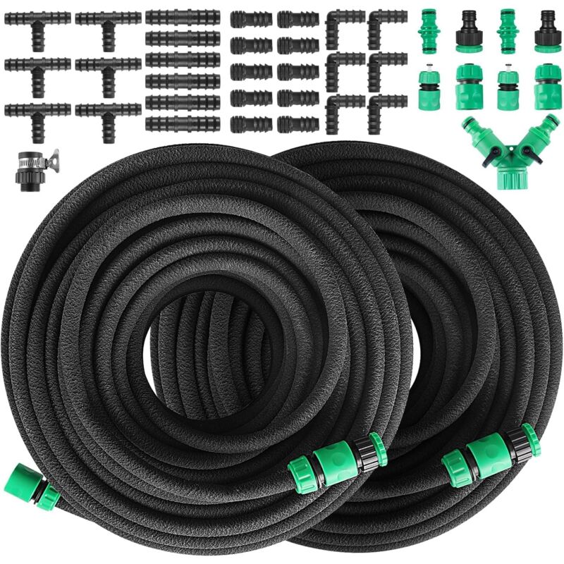foto del prodotto liferun kit di irrigazione flessibile con raccordi per tubo microporoso per irrigazione a goccia 100 m 