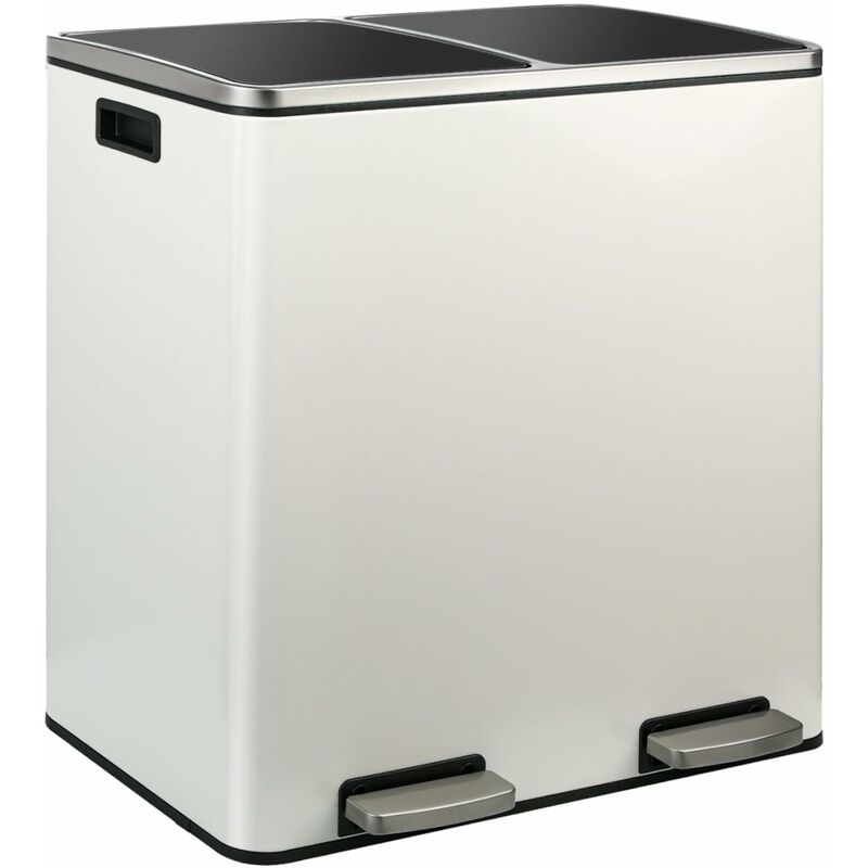 immagine 0 del prodotto liferun pattumiera a pedale doppio, 2 x 30 l, con 2 scomparti, in metallo, con coperchio e plastica, per la raccolta dei rifiuti, rettangolare,
