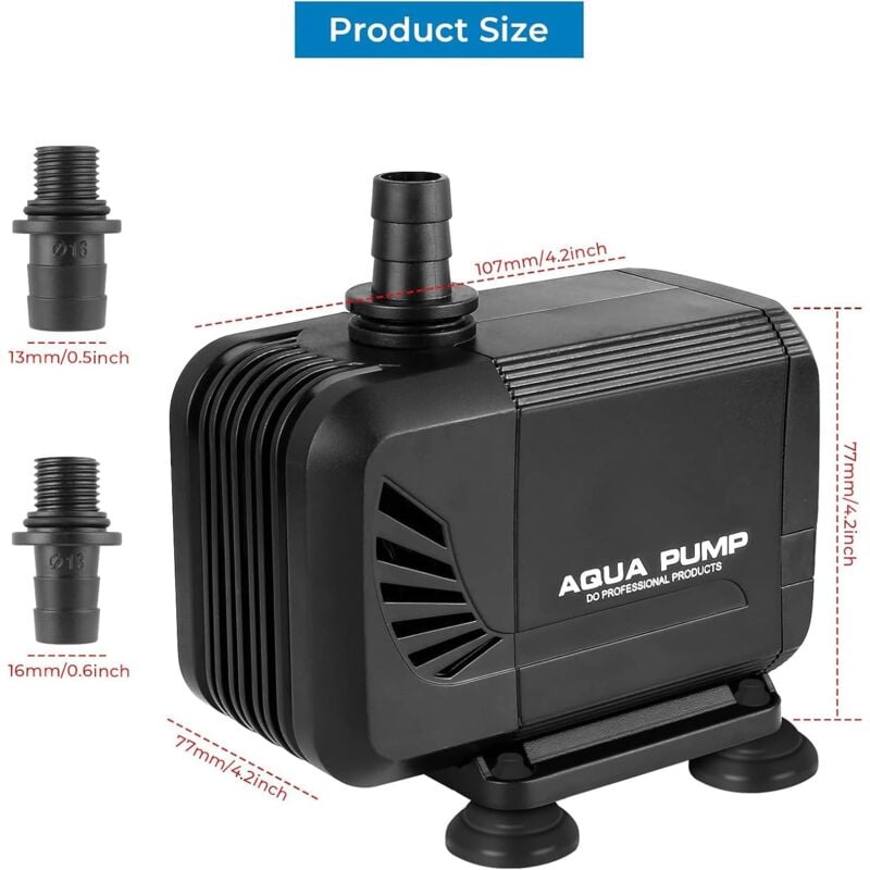 foto del prodotto liferun pompa sommergibile, mini pompa silenziosa da 15 w e 1500 l h, pompa per acquario con 2 ugelli da 13 16 mm, sollevamento di 1,6 m, pompa