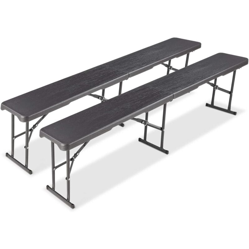 foto del prodotto liferun set di 2 panchine da birra pieghevoli 180 cm, panche pieghevoli birreria con maniglia, panchina da campeggio in plastica hdpe, panchina da
