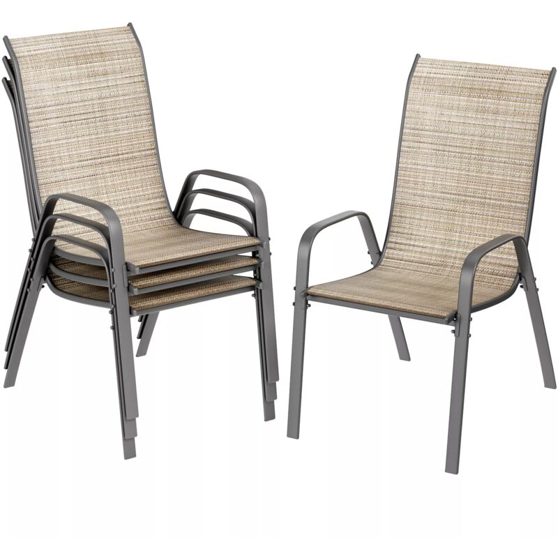 foto del prodotto liferun set di 4 sedie da giardino impilabili con schienale alto, sedie da giardino, sedie da campeggio, acciaio textilene, capacit di carico 150