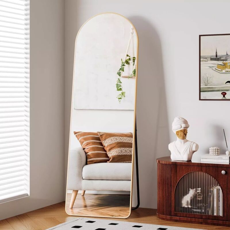 foto del prodotto liferun specchio a figura intera, 162x53 cm, grande specchio da parete hd con cornice in metallo, supporto, gancio per camera da letto, soggiorno