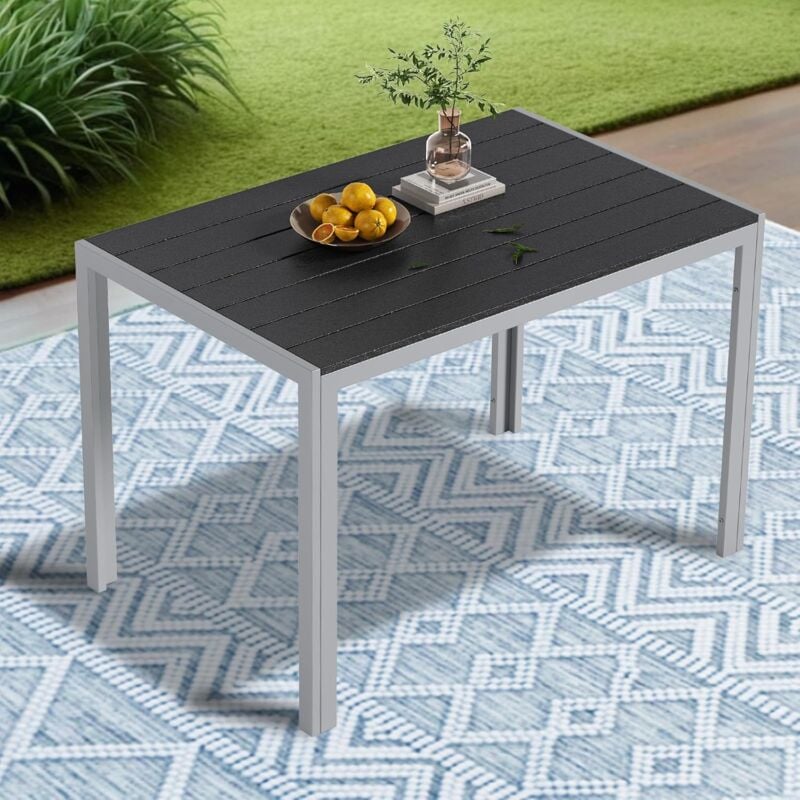 foto del prodotto liferun tavolo da giardino 110x70x72 cm, in alluminio, antiruggine, resistente alle intemperie, tavolo da pranzo per esterni, tavolino laterale