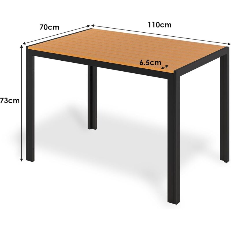 foto del prodotto liferun tavolo da giardino per esterni, tavolo da balcone quadrato, tavolo da patio, alluminio, wpc, resistente alle intemperie 110x70 cm, marrone 