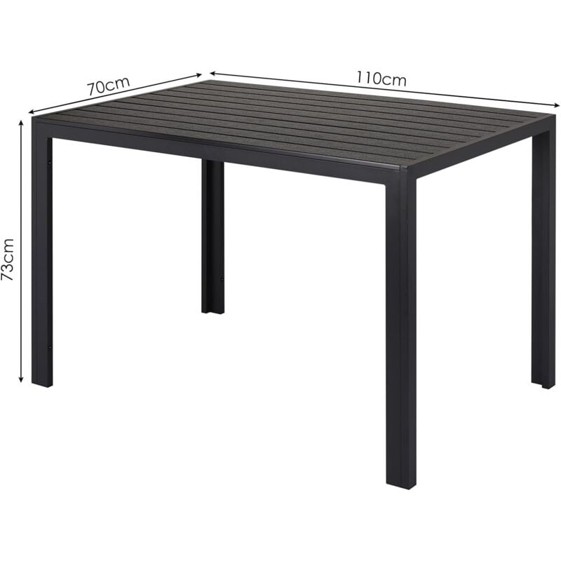 foto del prodotto liferun tavolo da giardino per esterni, tavolo da balcone quadrato, tavolo da patio, alluminio, wpc, resistente alle intemperie 110x70 cm, nero 