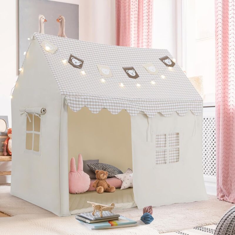 foto del prodotto liferun tenda per bambini, tenda da gioco, tenda indiana per bambini con tappeto e luci, cabina per bambini da interno, 125x90x123 cm, tenda per