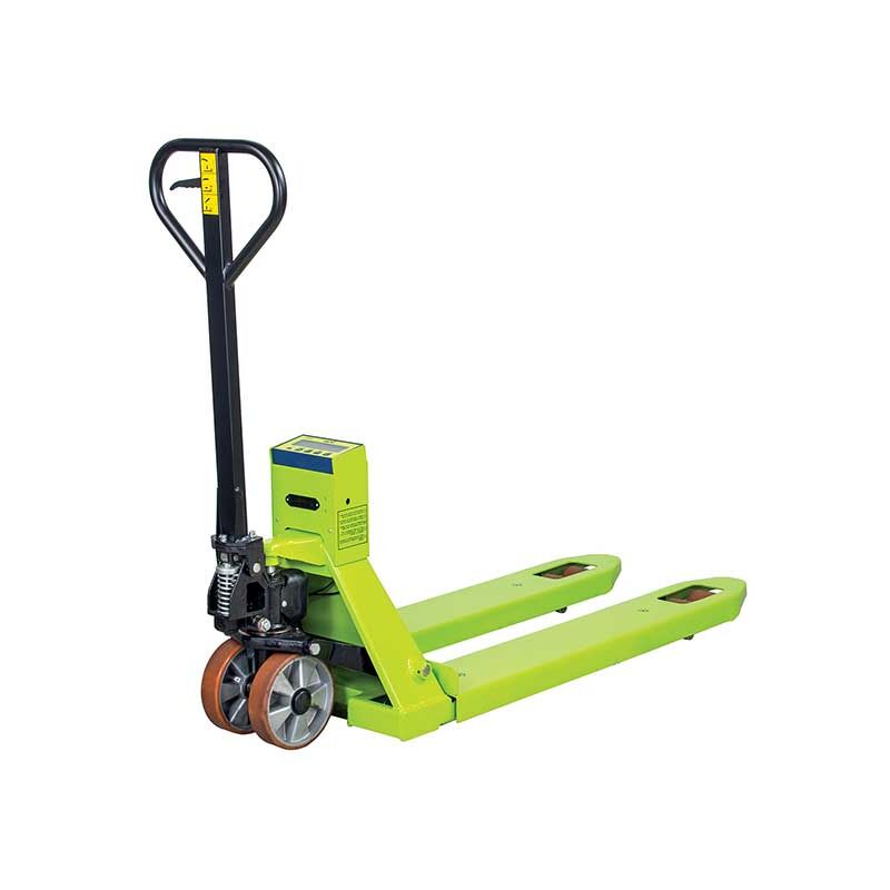 foto del prodotto lifter transpallet manuale con bilancia forche 1185x555 mm carico massimo 2500 kg alta precisione allo 0,05 bilancia a batterie