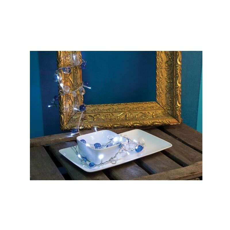 foto del prodotto light creations mini lampada da tavolo led 1,5 m blu oceano 24 lampade bianche batterie non fornite
