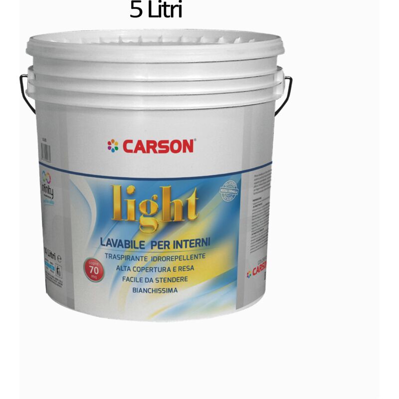 foto del prodotto light idropittura lavabile 5l per interni bianca traspirante e idrorepellente