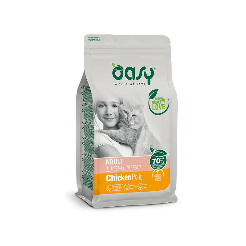 foto del prodotto light in fat per gatto adult da 300 gr oasy