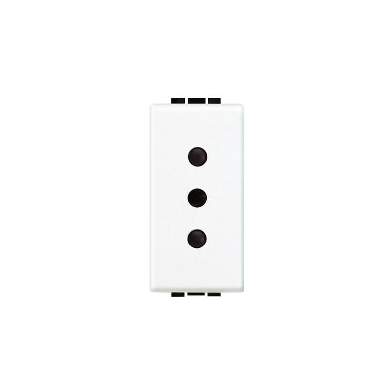 foto del prodotto light presa 2p t 10a 250 vac, interasse 19mm, alveoli schermati, bianco