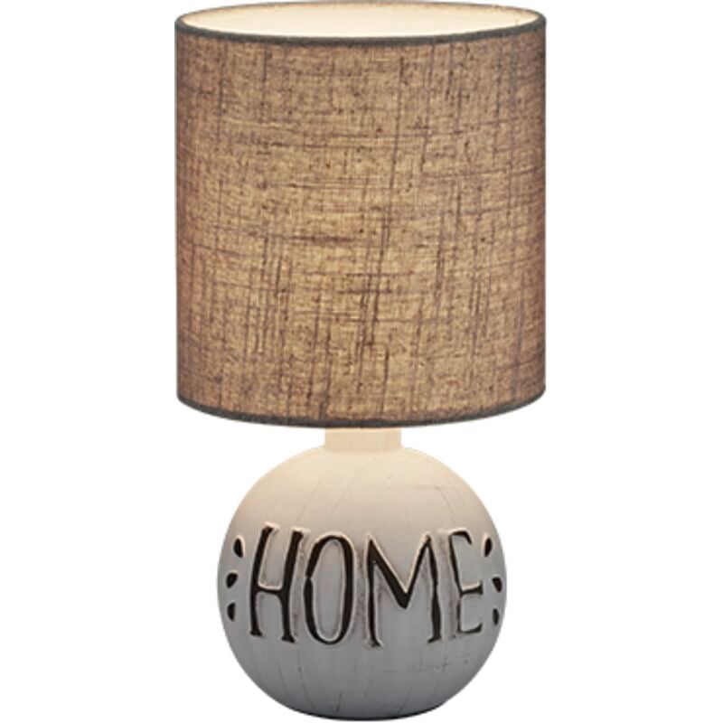 foto del prodotto lighting italia lampada da tavolo esna attacco e14 in ceramica bianca con paralume cappuccino r50651025 - trio