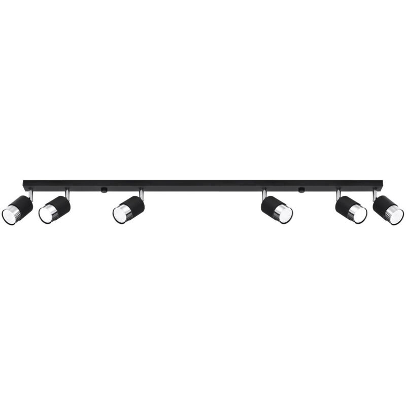 foto del prodotto lighting nero faretto da soffitto a barra, nero cromo, 6x gu10 sollux