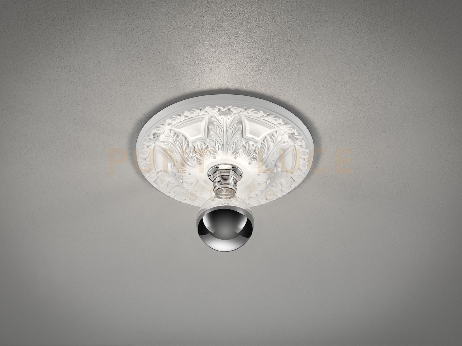 foto del prodotto lilly rosone in gesso decorato a rilievo d. 30cm 1 luce attacco e27