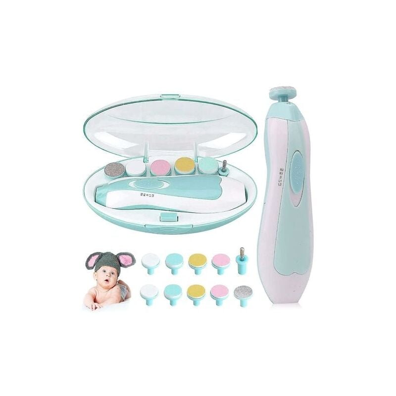 foto del prodotto lima per unghie per bambini tagliaunghie elettrico per bambini con luce 10 cuscinetti di ricambio e 4 modalit di controllo della velocit per neonati