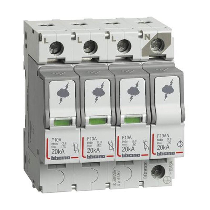 foto del prodotto limitatore di sovratensione bticino t2 20ka 3p n f10as4