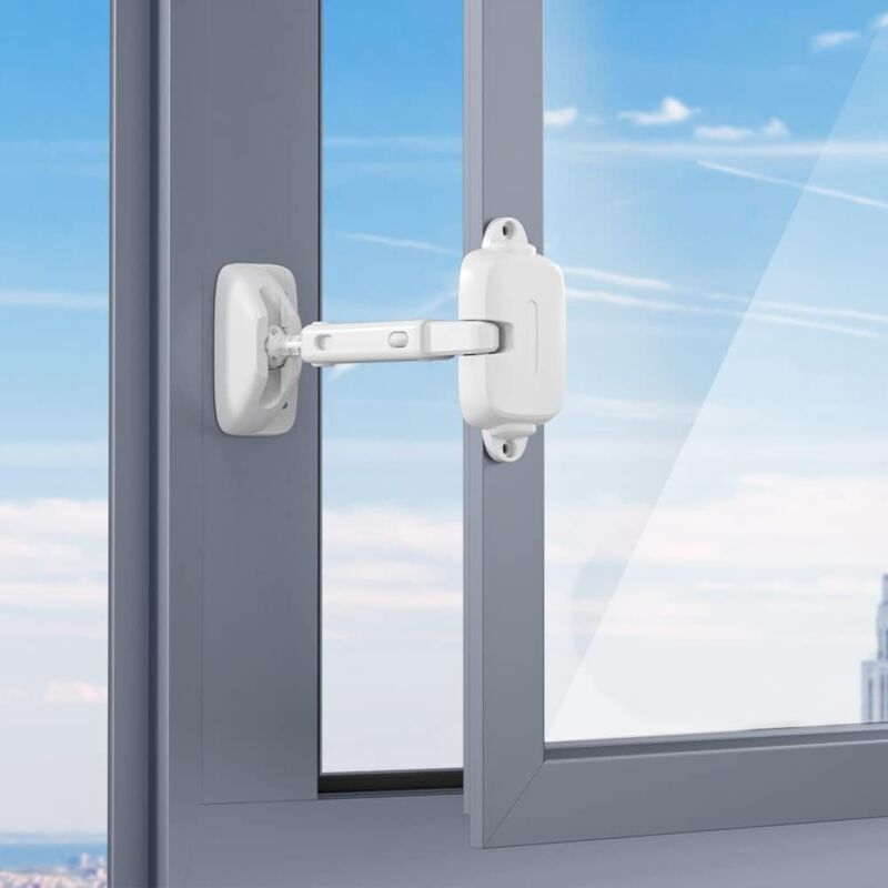 foto del prodotto limitatore di spazio per finestra regolabile, limitatore di finestra per bambini, blocco di sicurezza per finestra a prova di bambino per bambini e