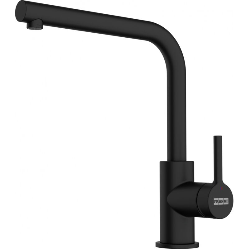 foto del prodotto lina l. tipo di beccuccio standard, colore del prodotto nero, materiale del rubinetto ottone. altezza max 28,4 cm 115.0693.393 franke