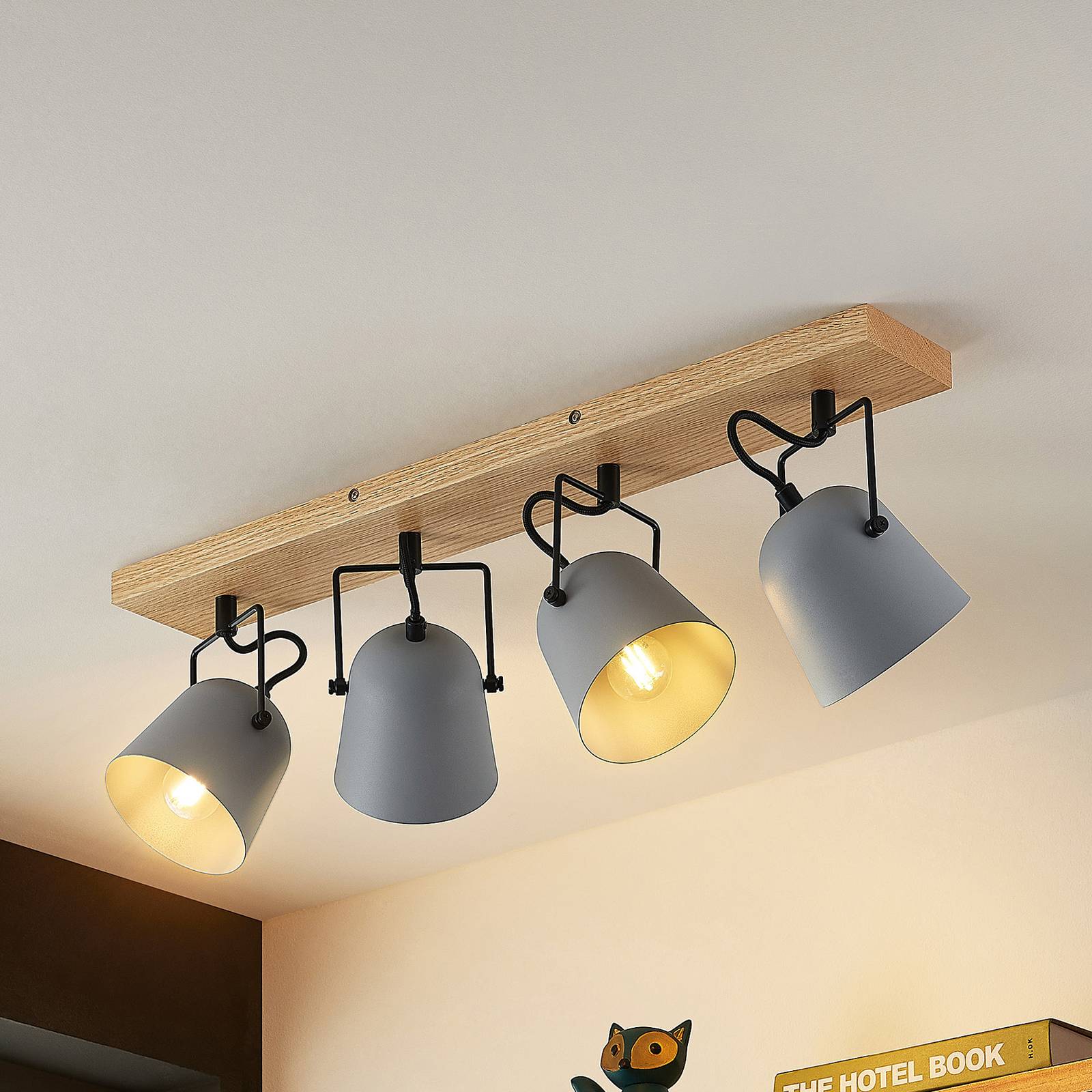 foto del prodotto lindby adalin plafoniera, 4 luci, grigio