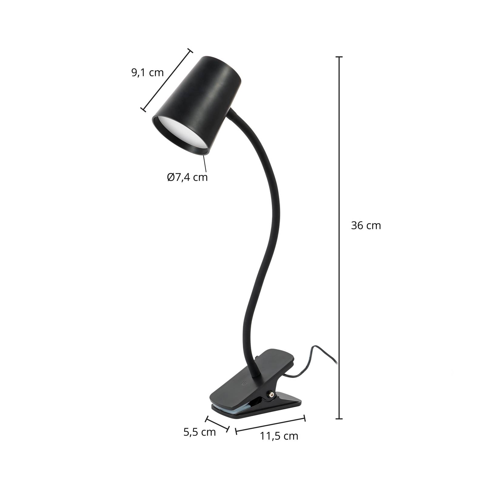 foto del prodotto lindby ailina lampada led da tavolo, base a morsetto, nero