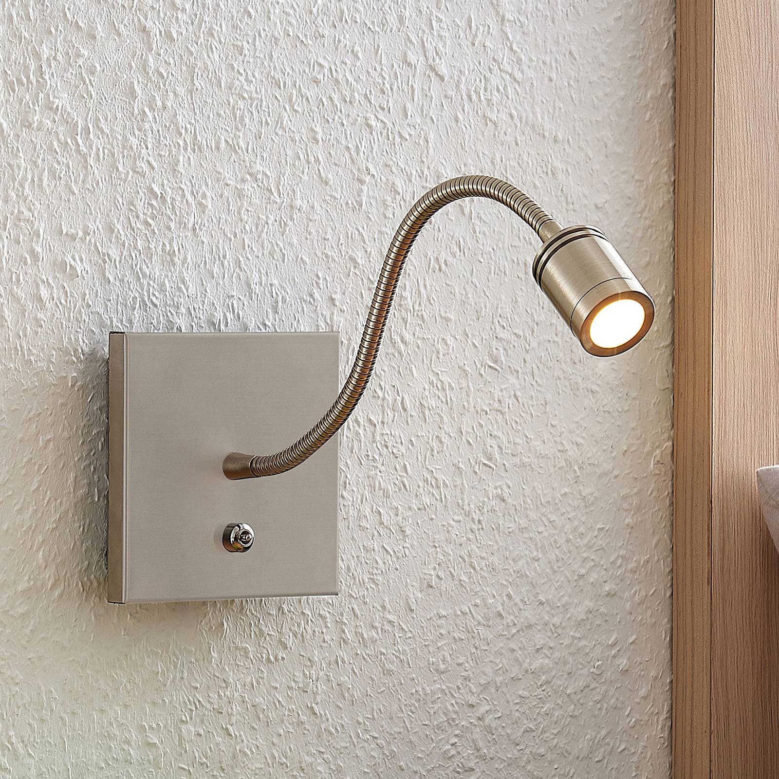 foto del prodotto lindby applique a led legera, 11 cm, color nichel, braccio flessibile