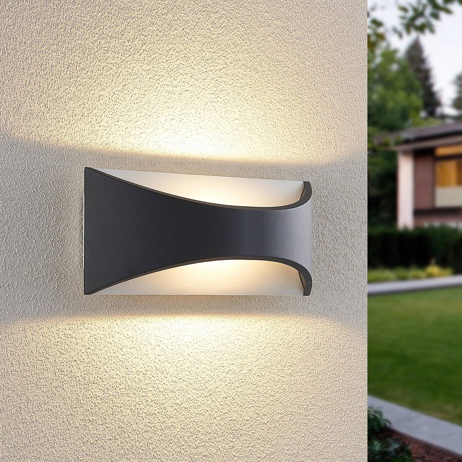 foto del prodotto lindby applique a led mathea, 30 cm, antracite, alluminio, ip65