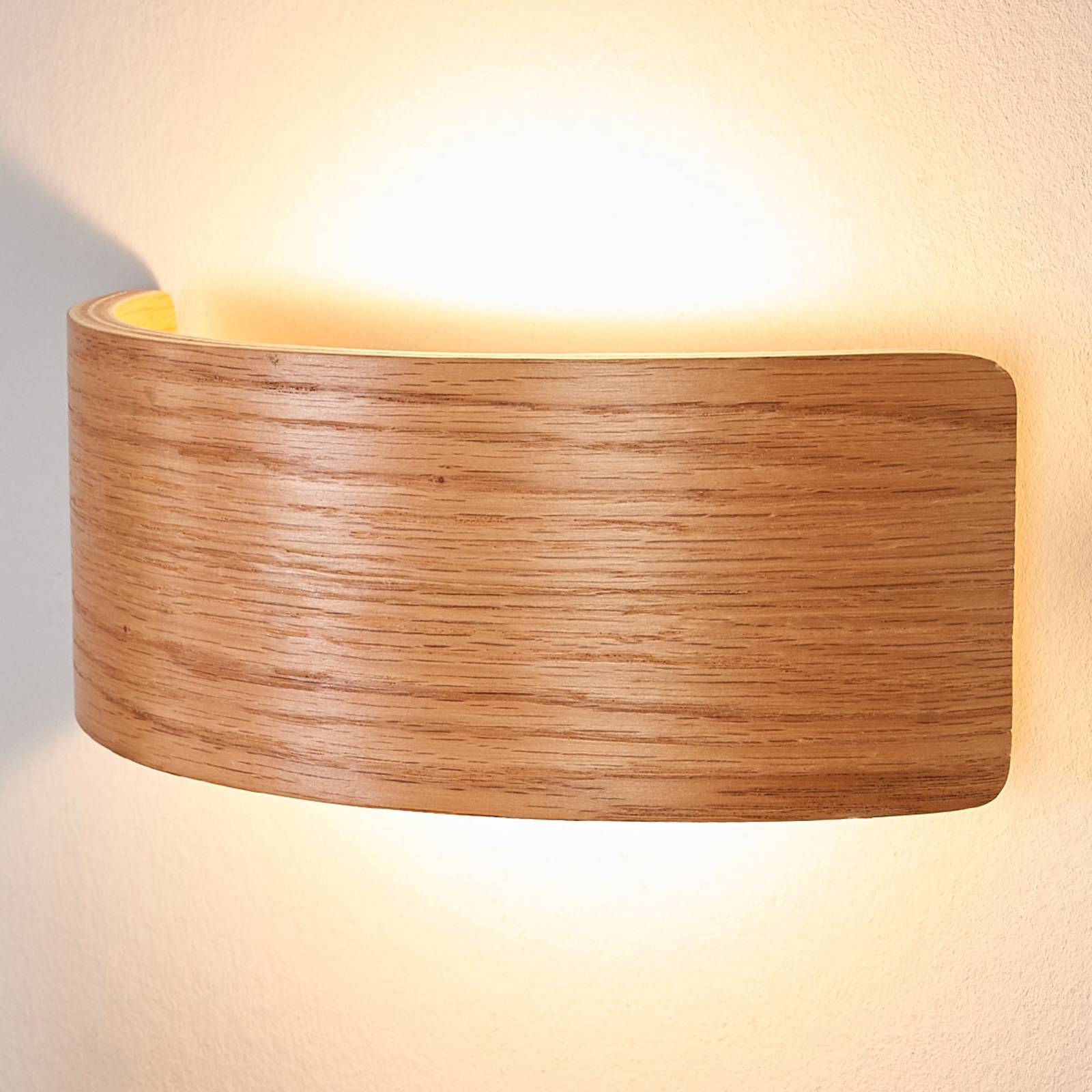 foto del prodotto lindby applique a led rafailia, larghezza 23 cm, legno, 3.000 k