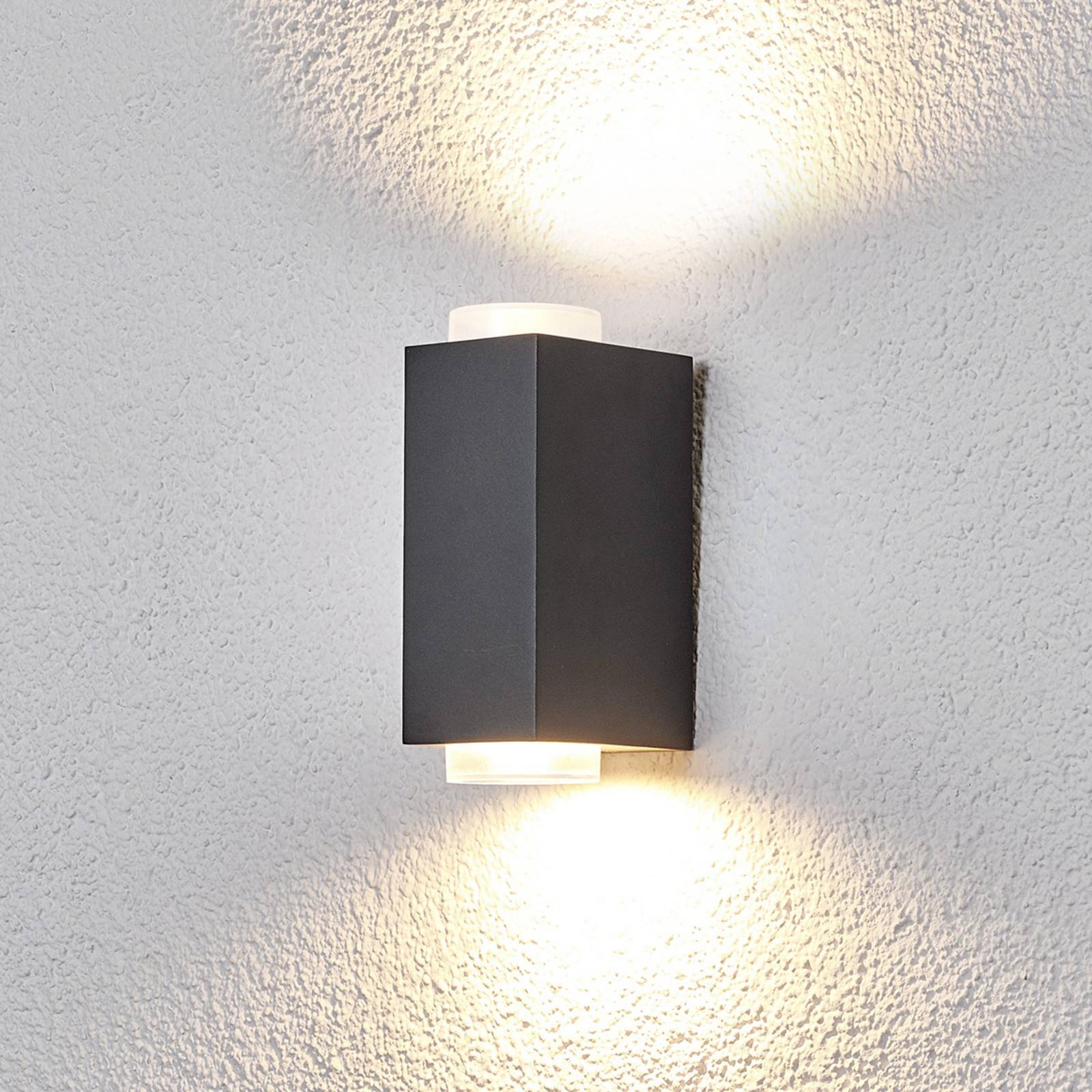 foto del prodotto lindby applique da esterni jovan grigio scuro, bilampada