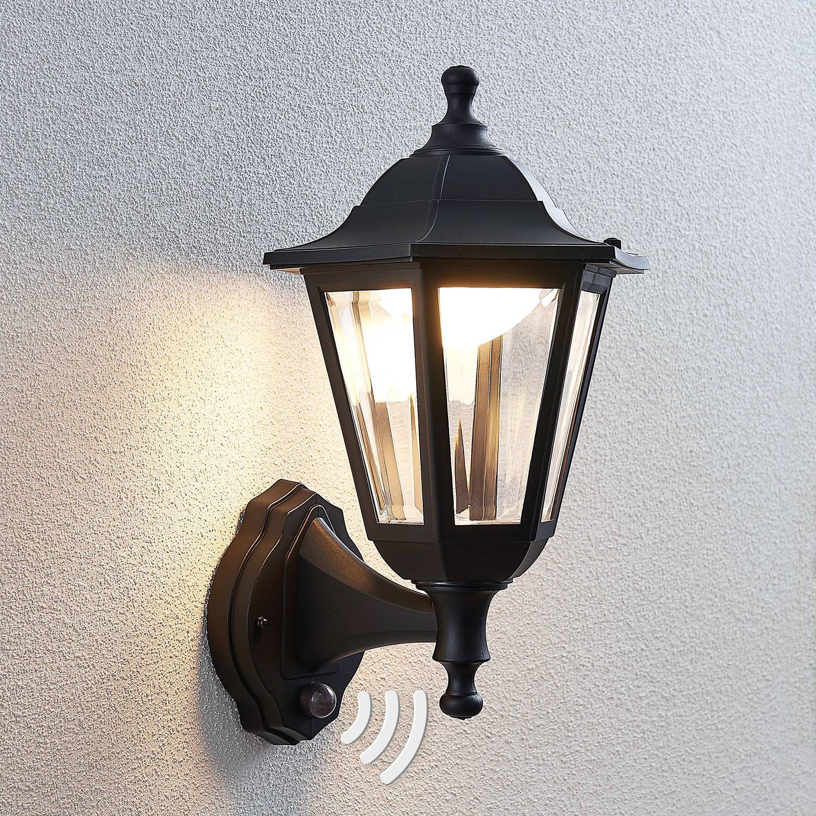 foto del prodotto lindby applique da esterni led iavo, sensore, nero, lanterna