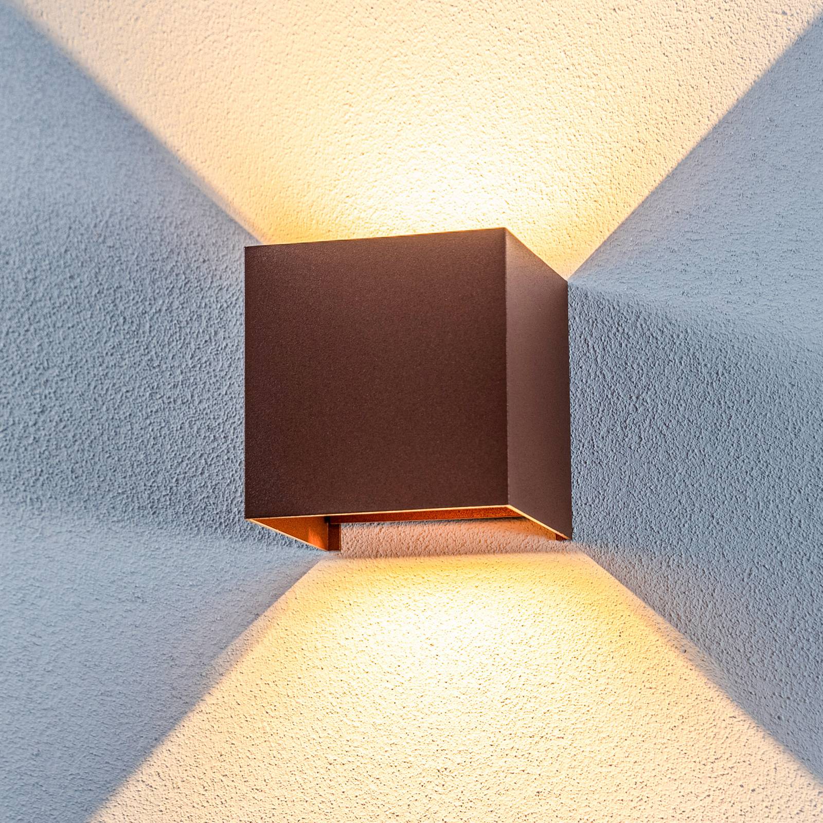 foto del prodotto lindby applique da esterni led nivar, angolare, ruggine, metallo, ip54