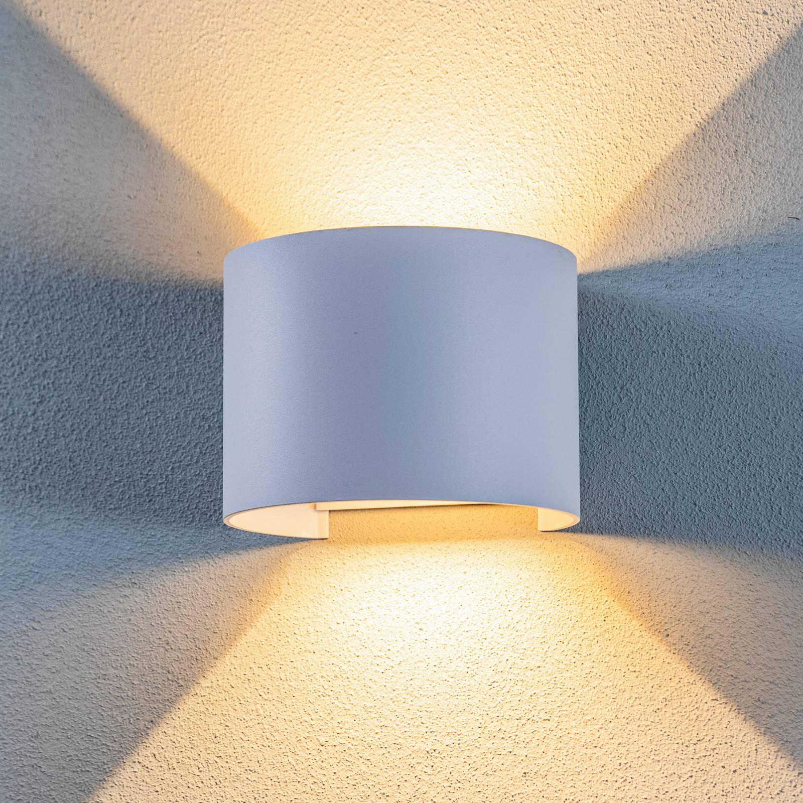 foto del prodotto lindby applique da esterno a led nivar, rotonda, bianca, metallo, ip54