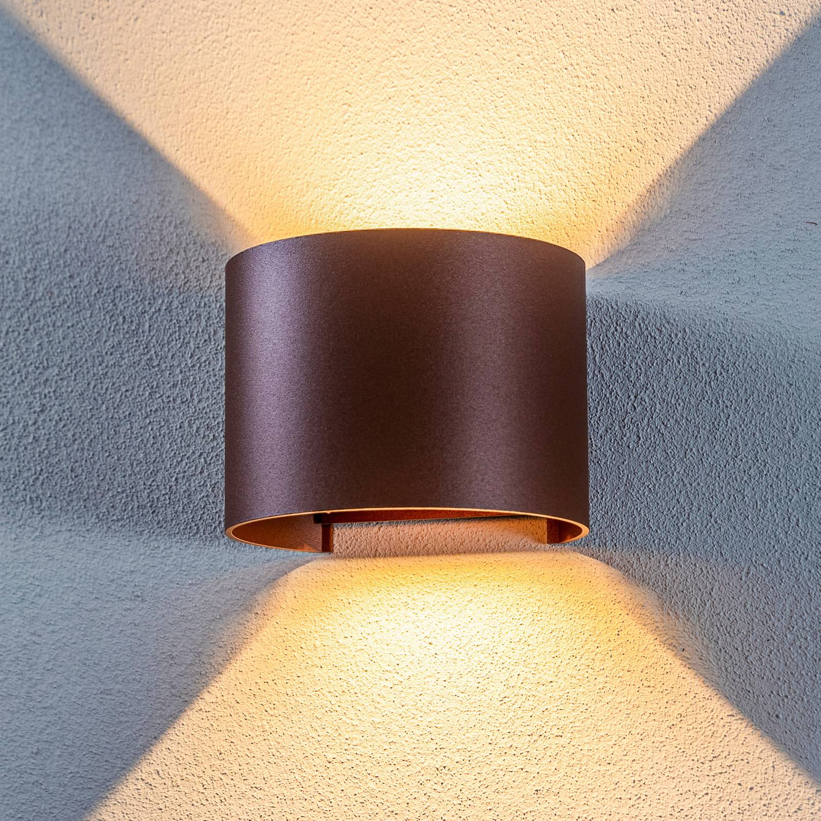 foto del prodotto lindby applique da esterno a led nivar, rotonda, ruggine, metallo, ip54